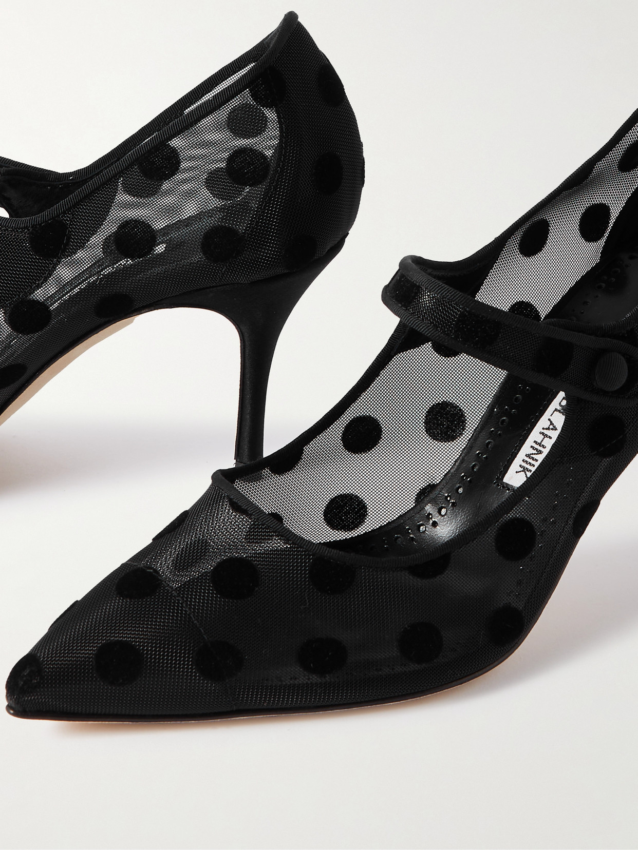 【MANOLO BLAHNIK】Campari 70 フロック ジェーン パンプス Manolo Blahnik Campari 70 Grosgrain-trimmed Flocked Mesh