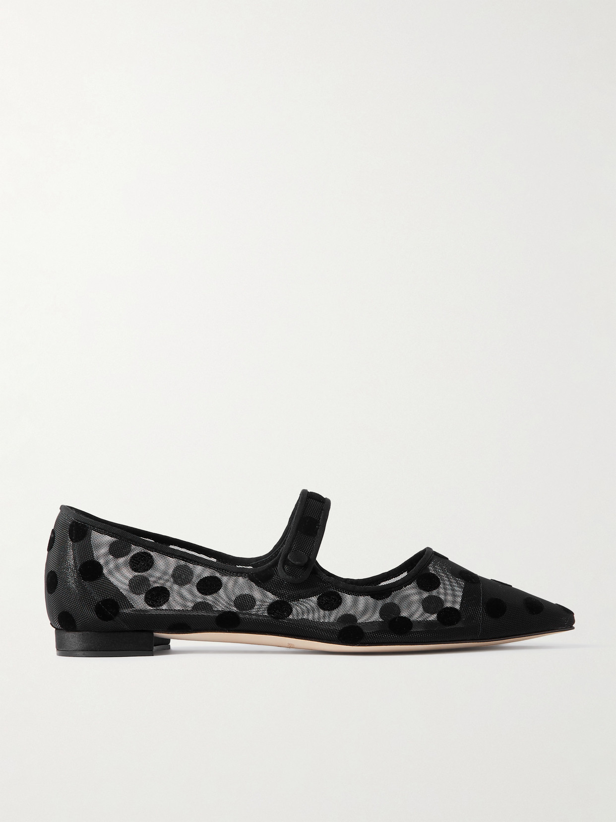 Manolo Blahnik Campari Grosgrain-trimmed Flocked Mesh Ballet Flats In Black