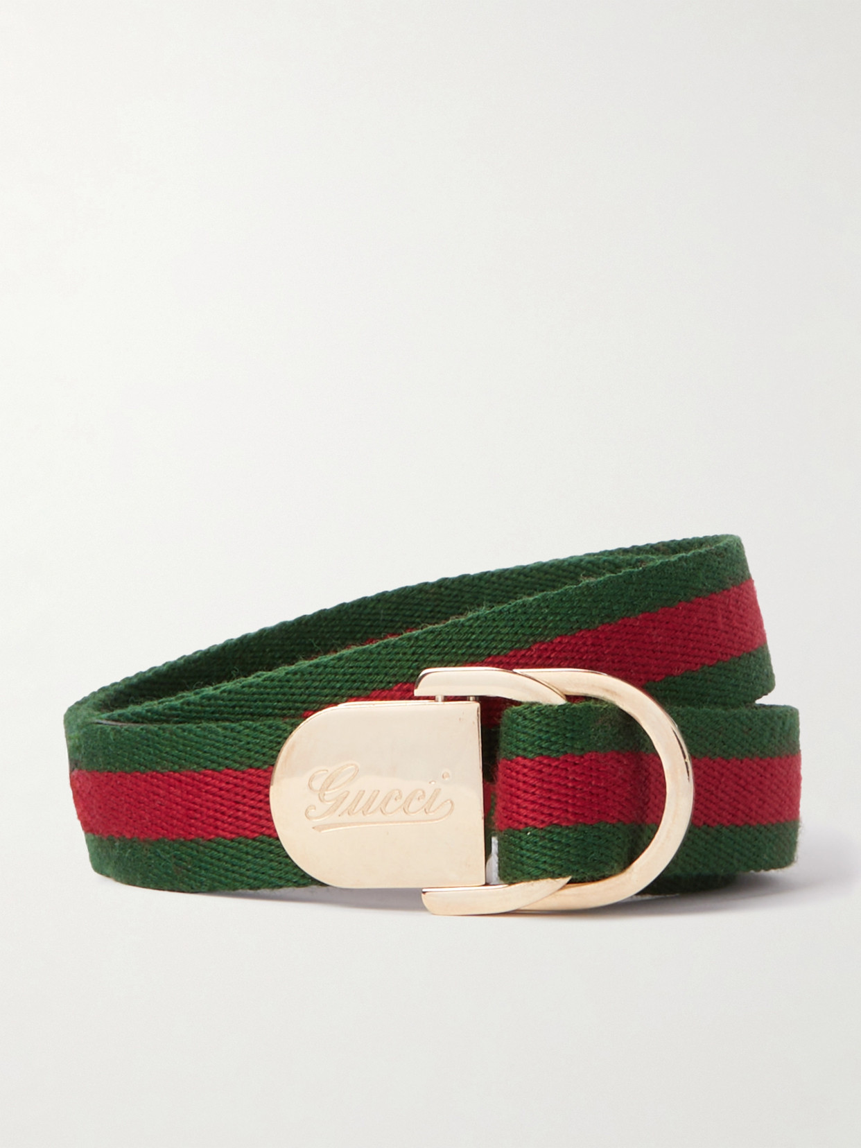 Gucci Striped Woven Belt In Green