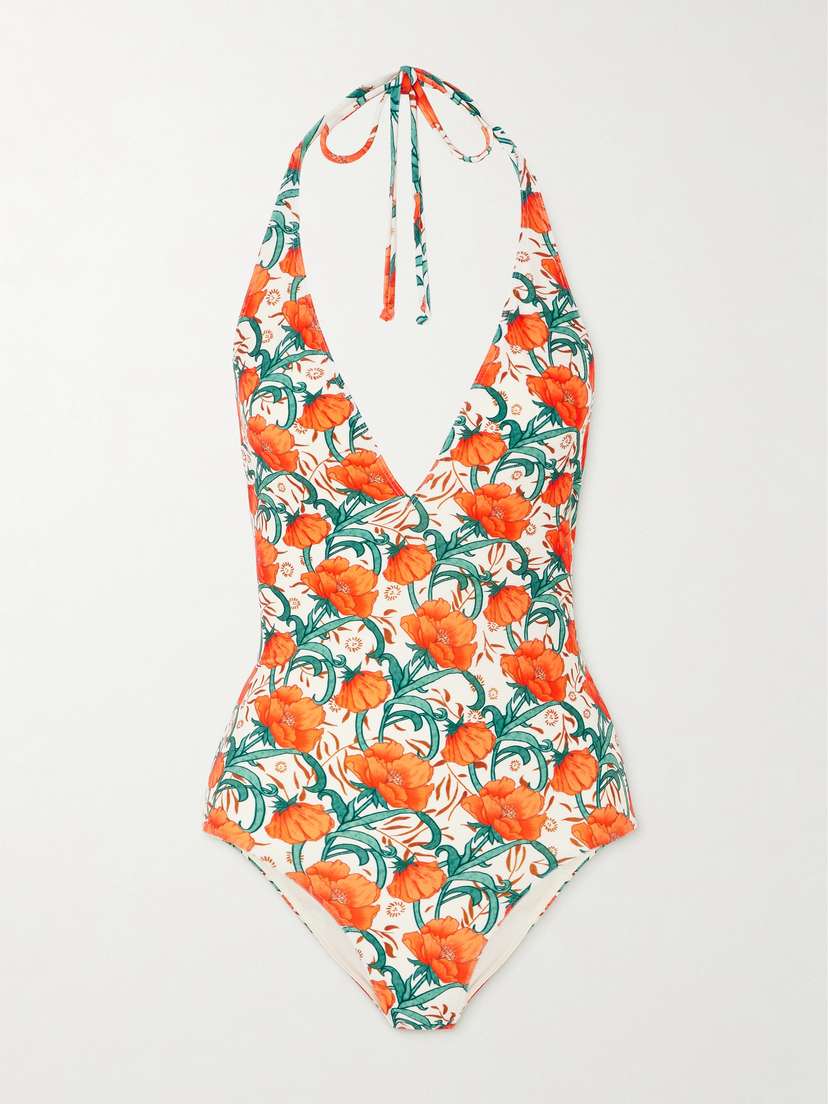 La DoubleJ + Orlebar Brown Floral-print Halterneck Swimsuit - xx large