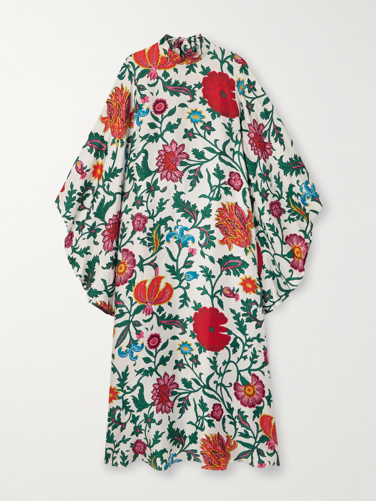 La Doublej + Orlebar Brown Magnifico Floral-print Silk-twill Midi Dress In Multi