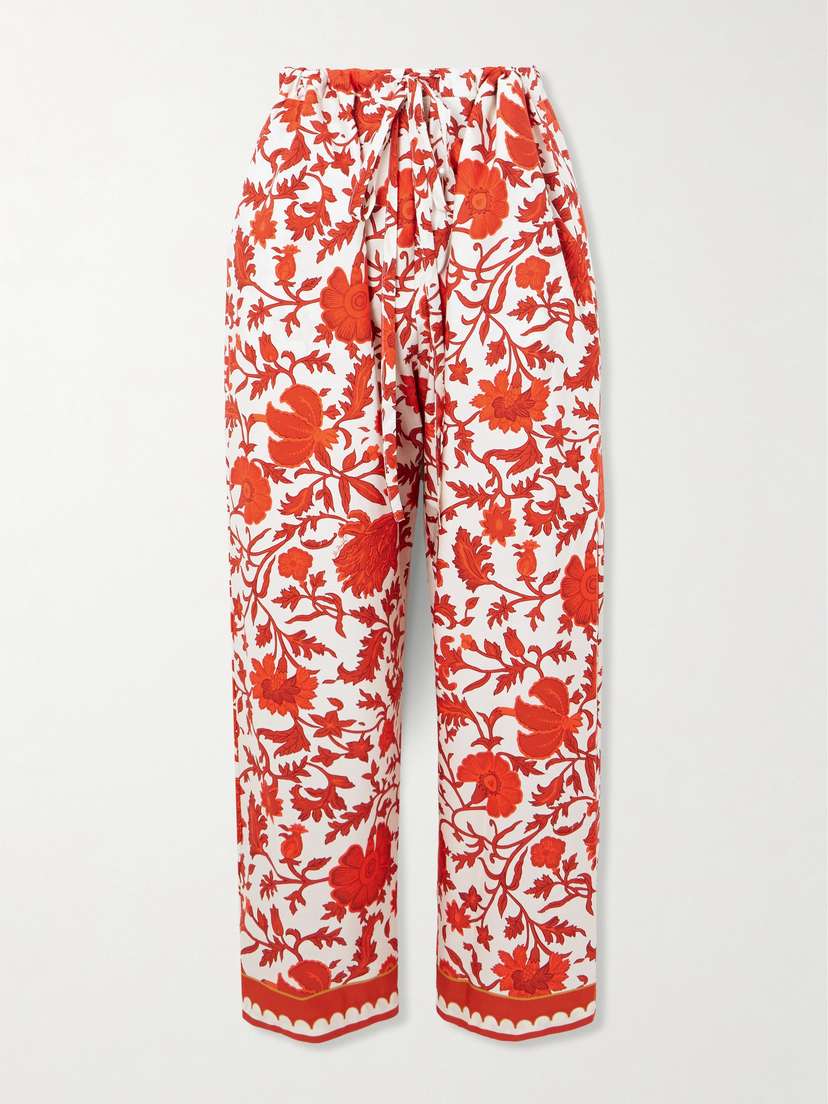 La DoubleJ + Orlebar Brown Floral-print Cotton-poplin Pants