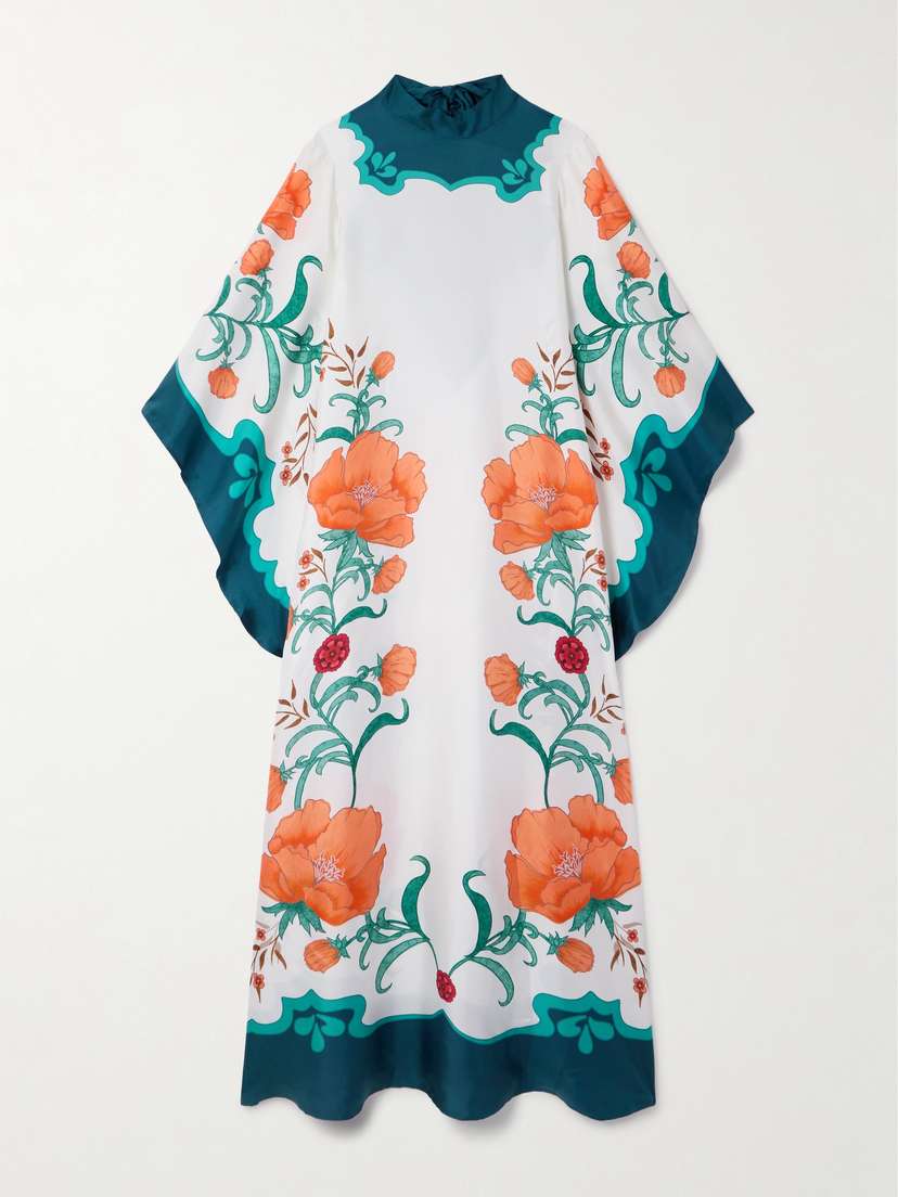 La DoubleJ + Orlebar Brown Magnifico Floral-print Silk-satin Maxi Dress