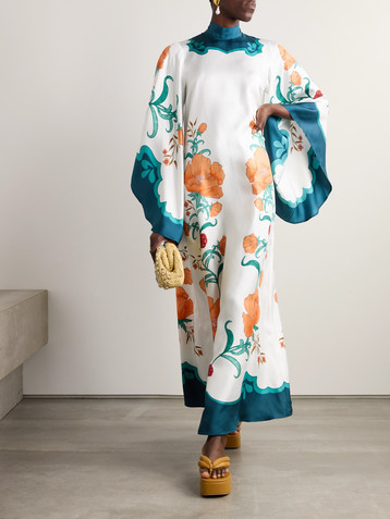 La DoubleJ + Orlebar Brown Magnifico floral-print silk-satin maxi dress
