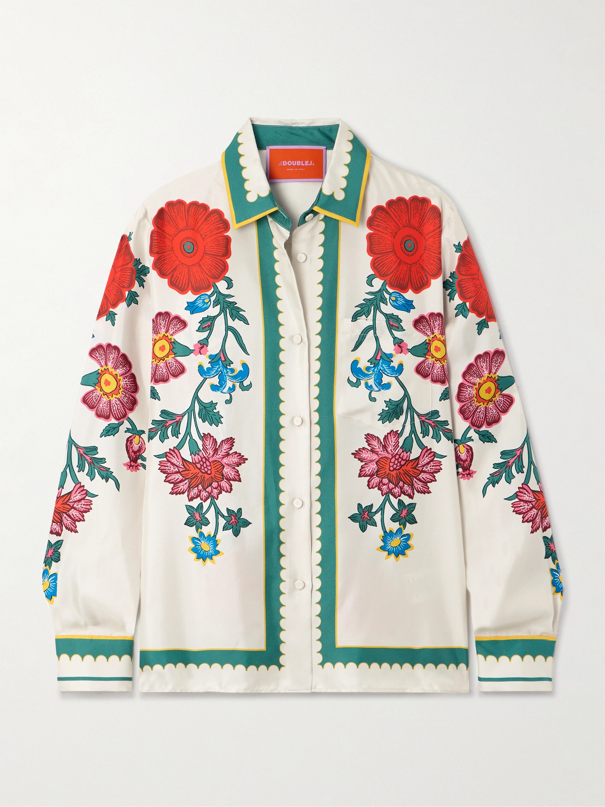 La Doublej + Orlebar Brown Floral-print Silk-twill Shirt In Multi