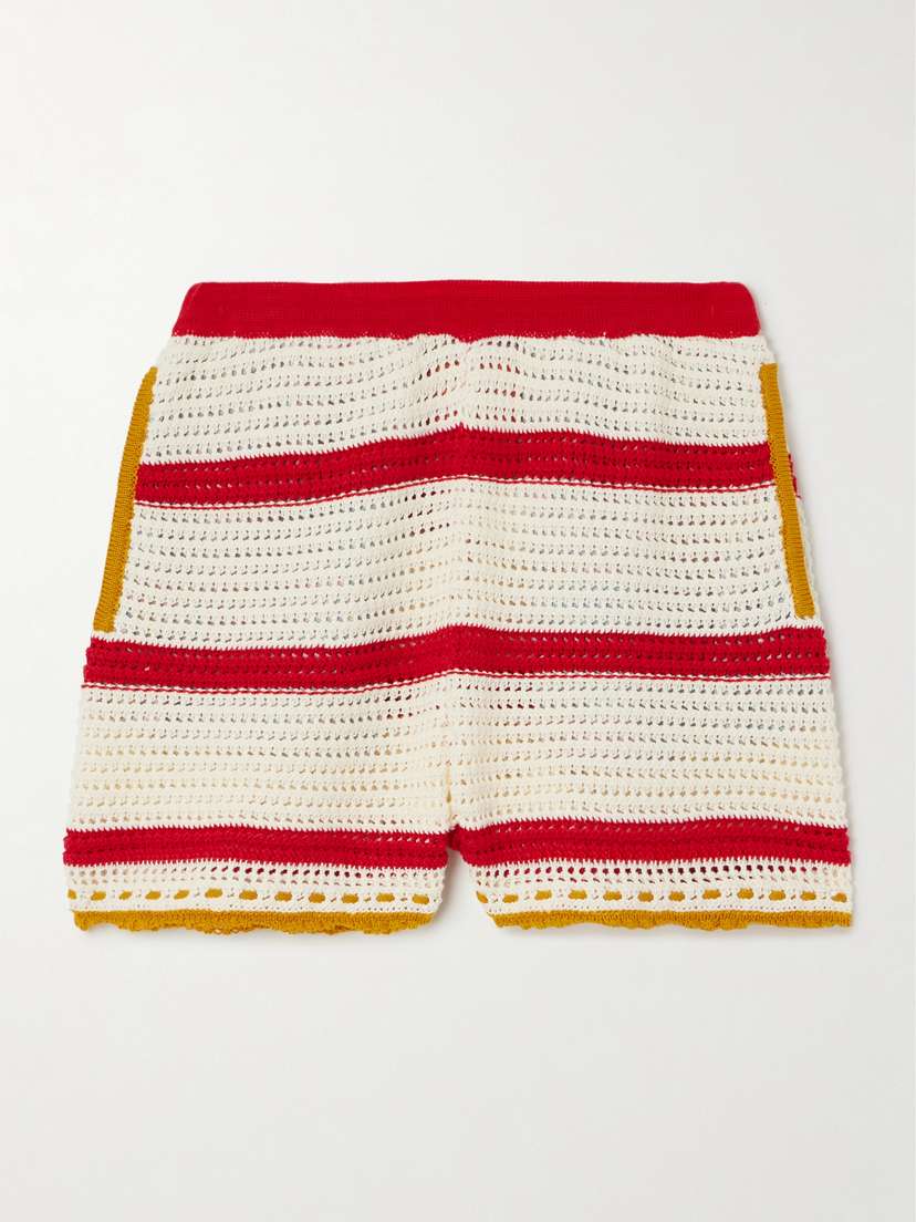 La DoubleJ + Orlebar Brown Salt'n'Vinegar Striped Crocheted Cotton Shorts