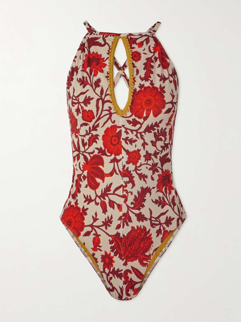 La DoubleJ + Orlebar Brown Fonda Braided-trimmed Floral-print Swimsuit