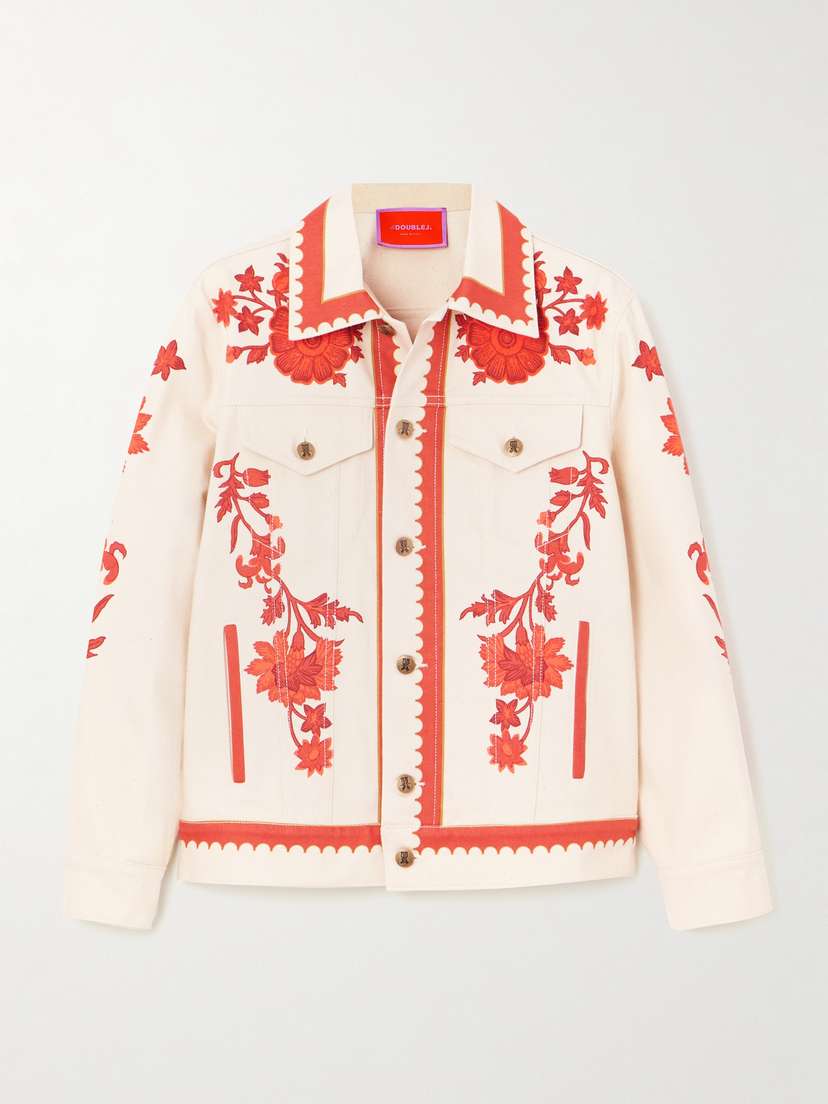 La DoubleJ + Orlebar Brown Jean Floral-print Cotton-blend Drill Jacket