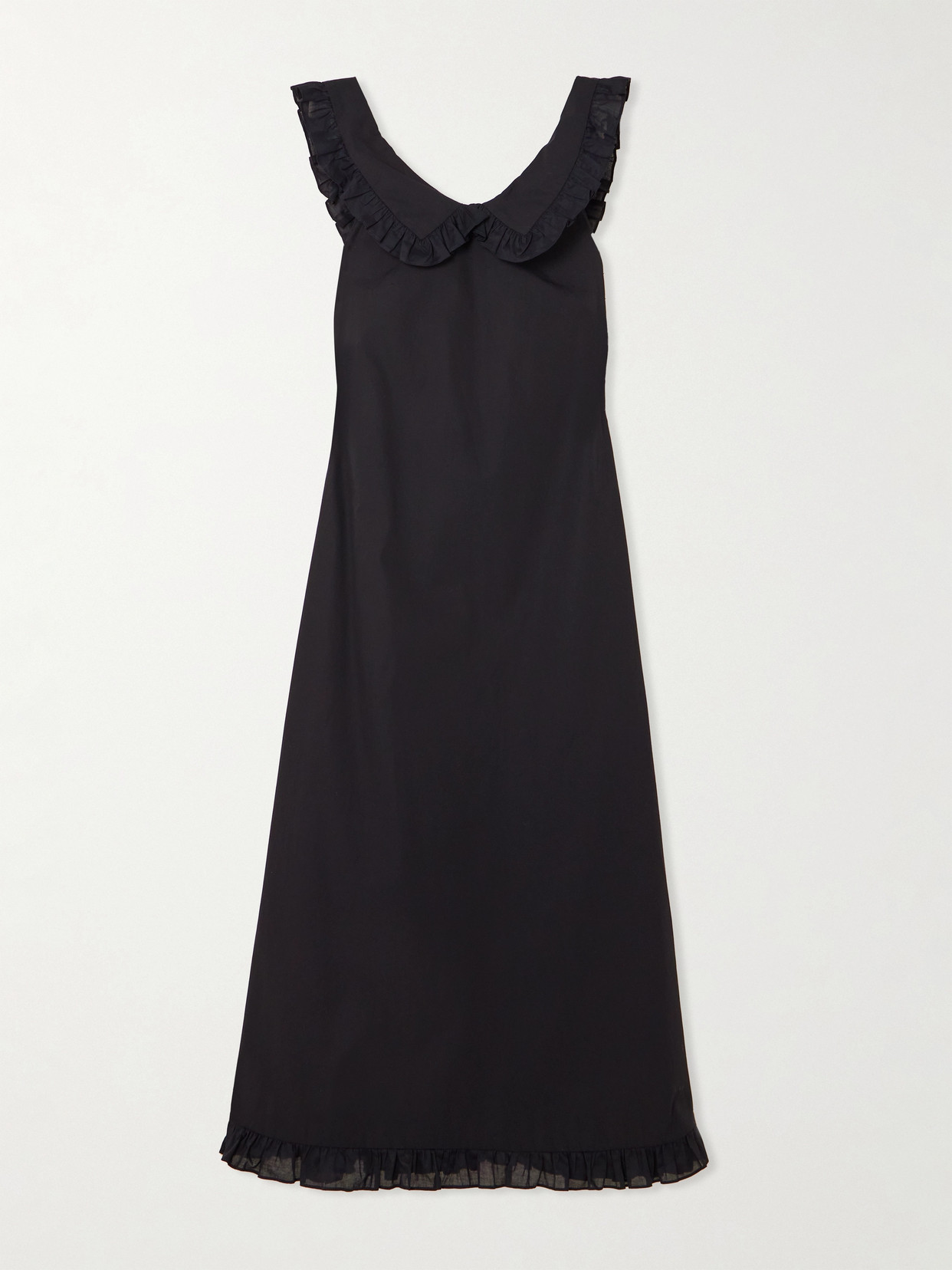 Molly Goddard Laura Ruffled Cotton Midi Dress In Black