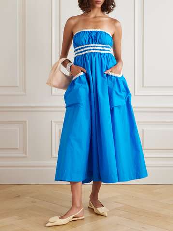 MOLLY GODDARD Amber strapless grosgrain-trimmed shirred taffeta 