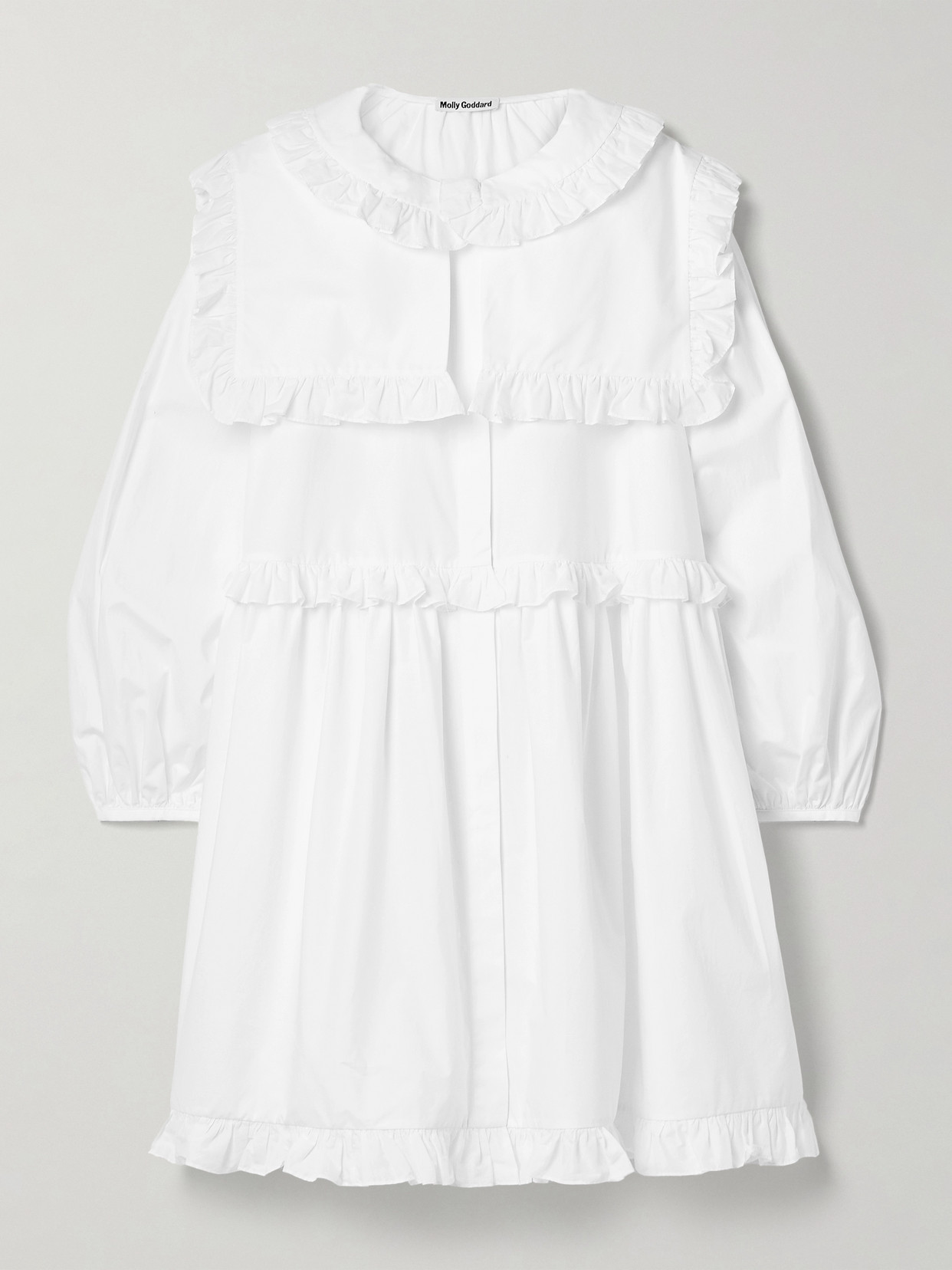 Molly Goddard Lizzie Ruffled Cotton Mini Dress In White