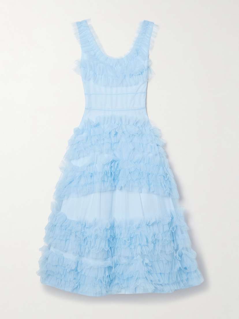 Molly Goddard Mertyl Tiered Ruffled Tulle Midi Dress