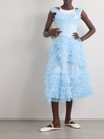 Molly Goddard Mertyl tiered ruffled tulle midi dress