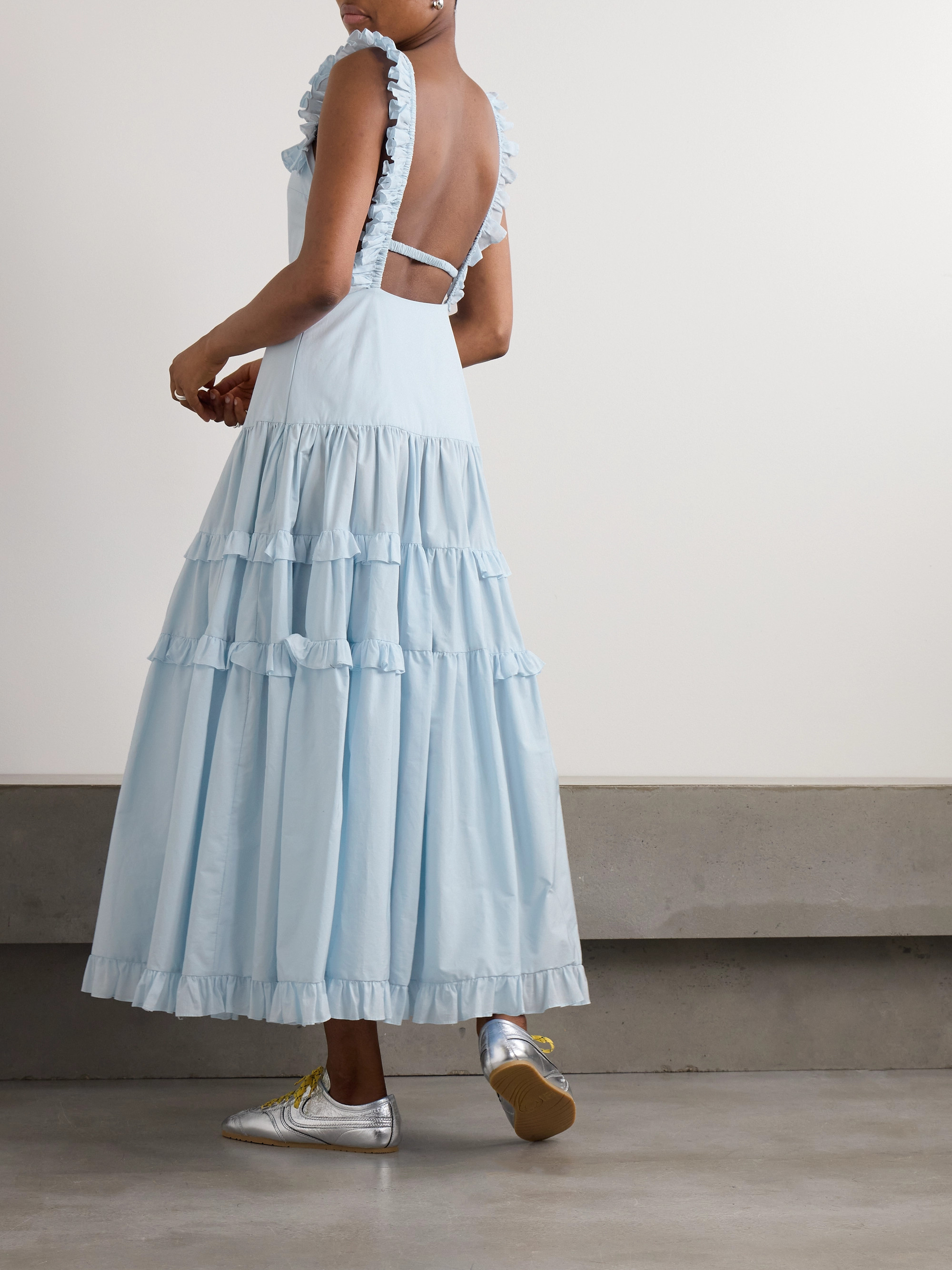 Molly Goddard - Maggie open-back ruffled tiered cotton maxi dress