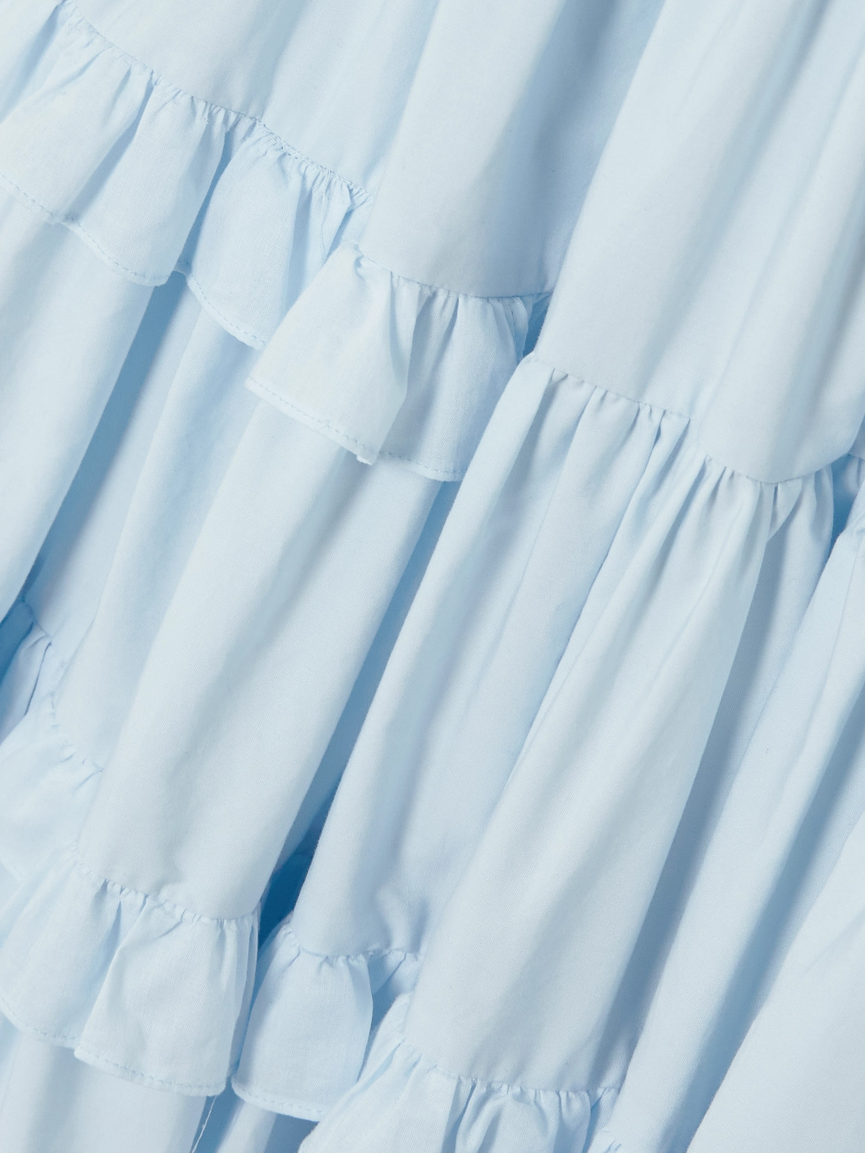 Molly Goddard Maggie Open-back Ruffled Tiered Cotton Maxi Dress In Blue
