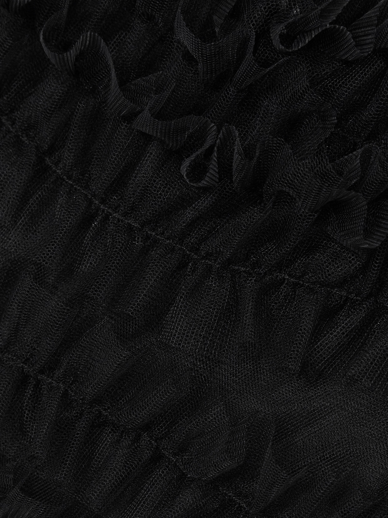 Alessandra Rich Ruched Tulle Bustier Top In Black