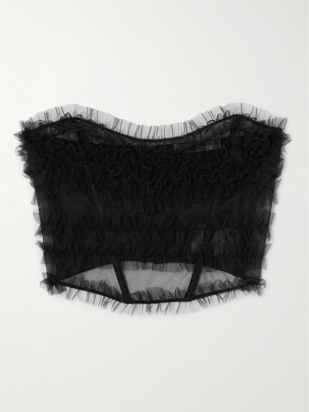 Alessandra Rich - Ruched Tulle Bustier Top - Black