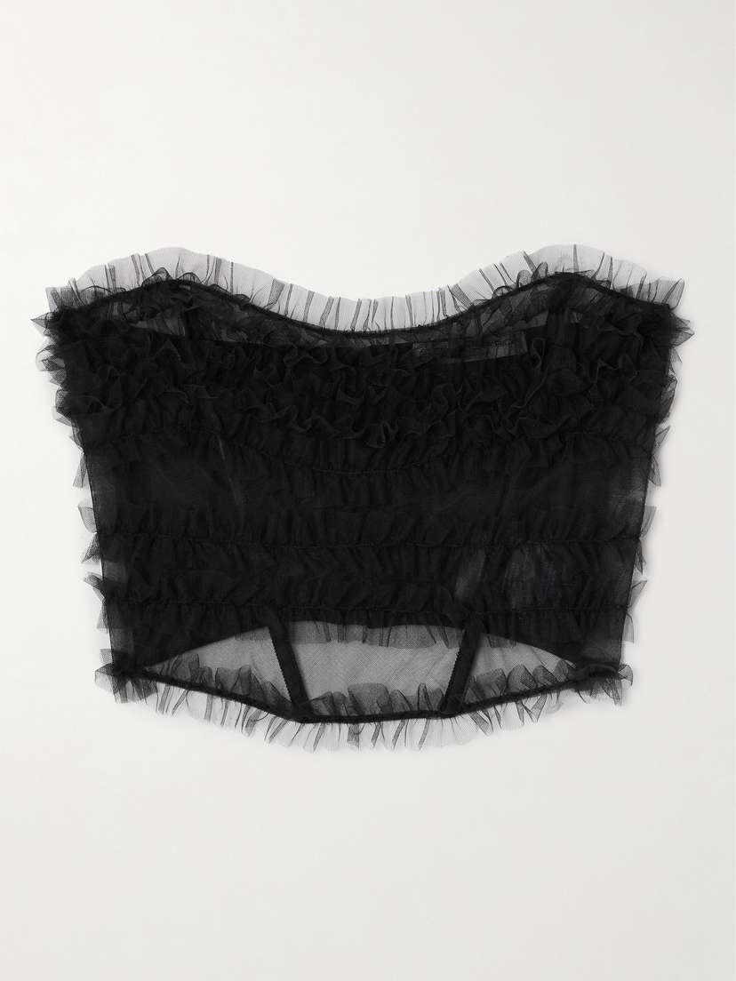 Alessandra Rich Ruched Tulle Bustier Top