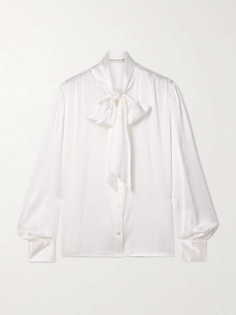 Alessandra Rich Pussy-bow Silk-satin Shirt