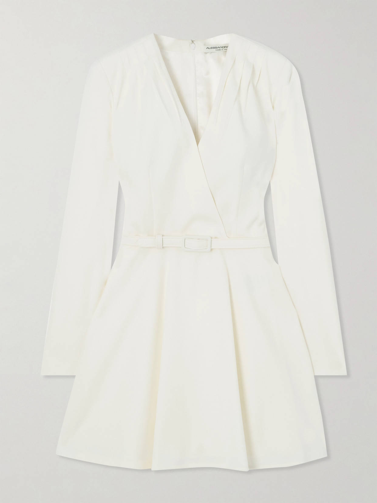 Alessandra Rich Belted Wool-crepe Mini Dress In White