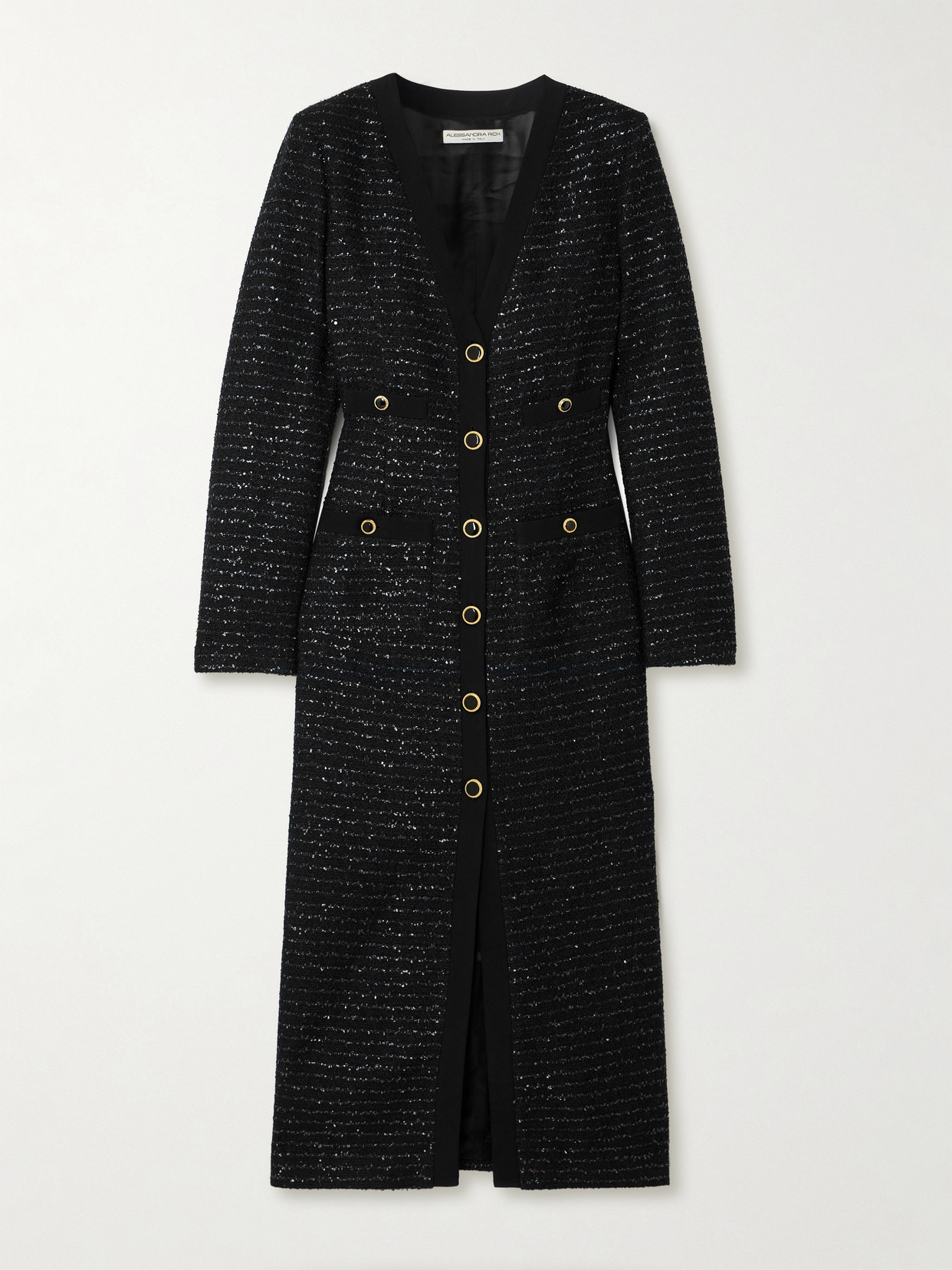 Alessandra Rich - Sequined Tweed Midi Dress - Black
