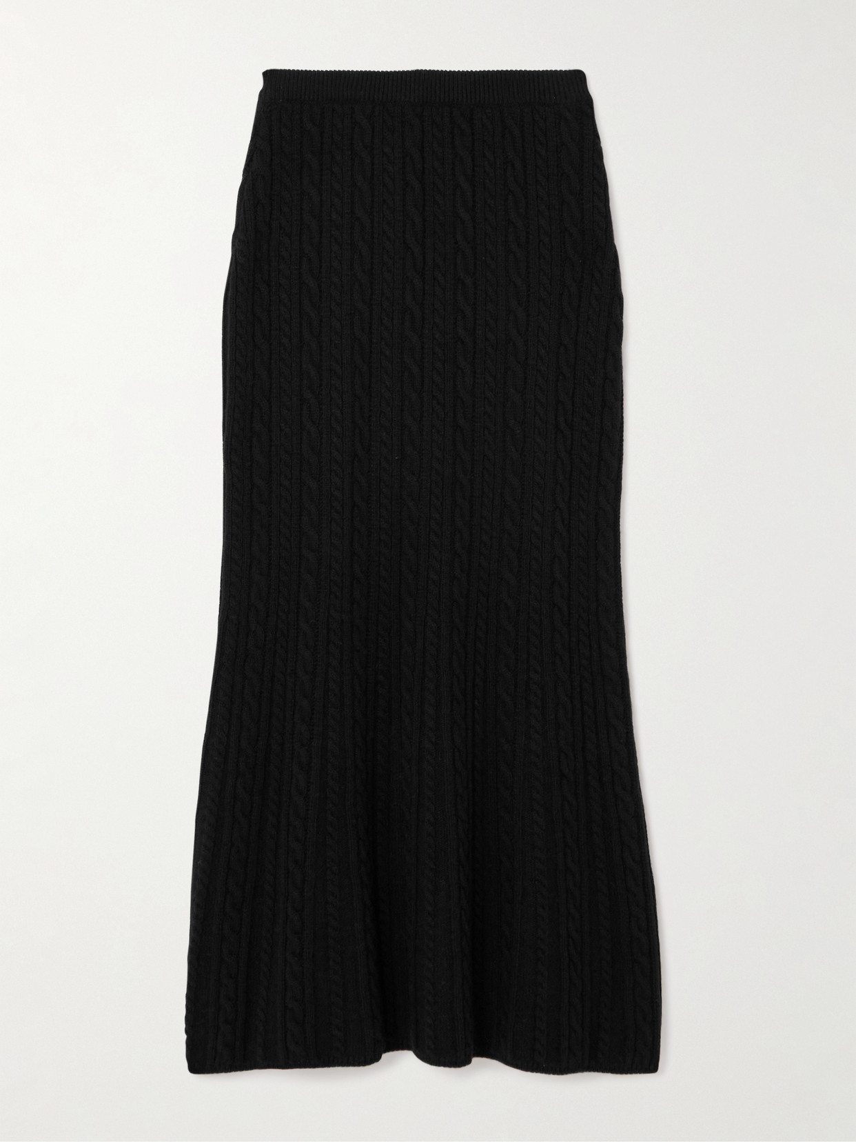 Alessandra Rich Cable-knit Wool Midi Skirt In Black