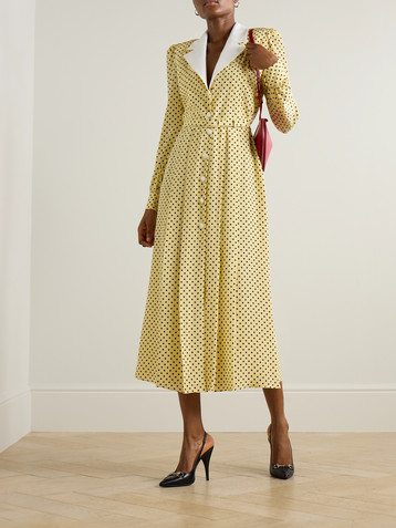 Alessandra Rich Belted polka-dot silk midi dress