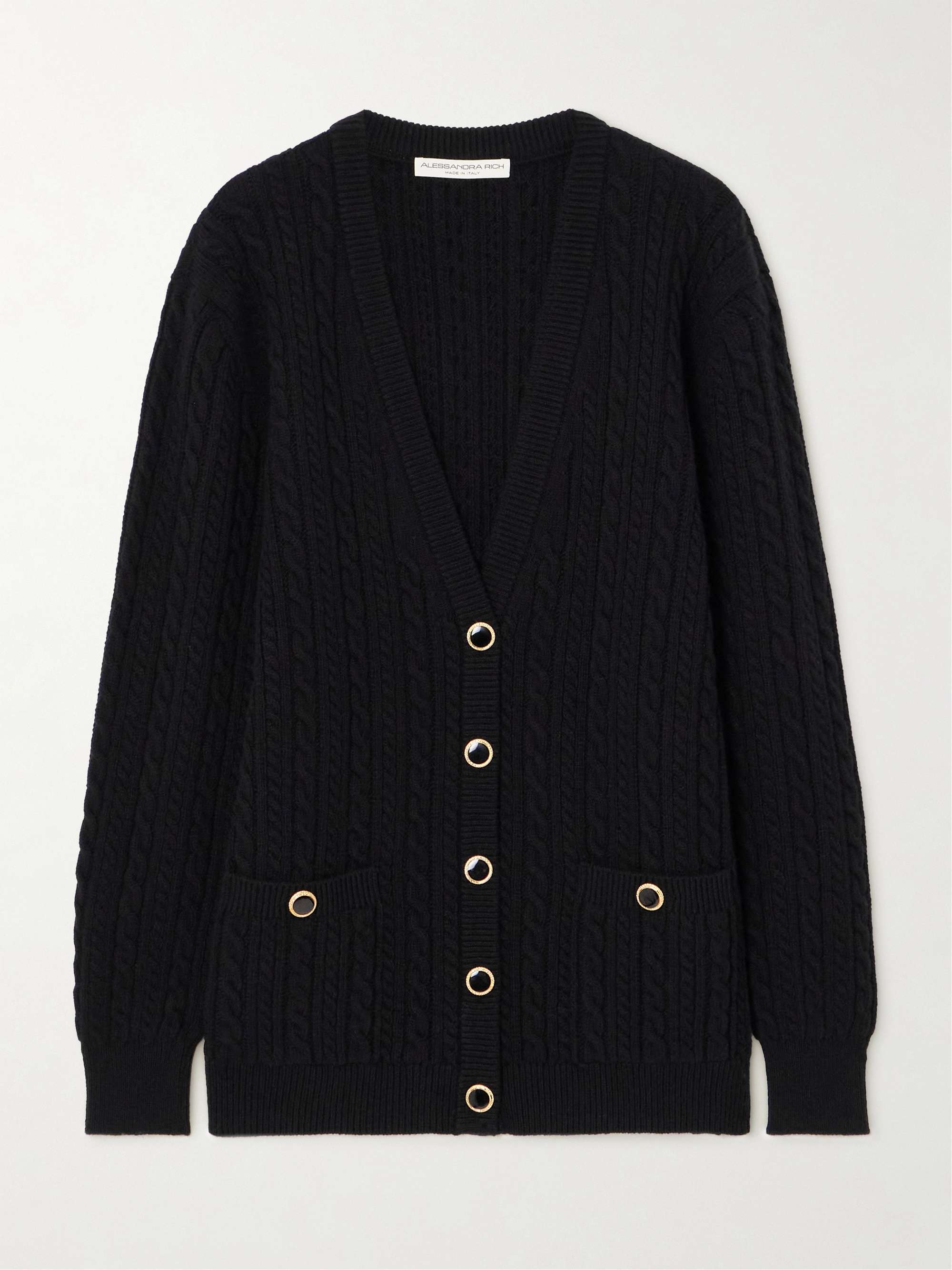ALESSANDRA RICH Cable knit wool cardigan NET A PORTER
