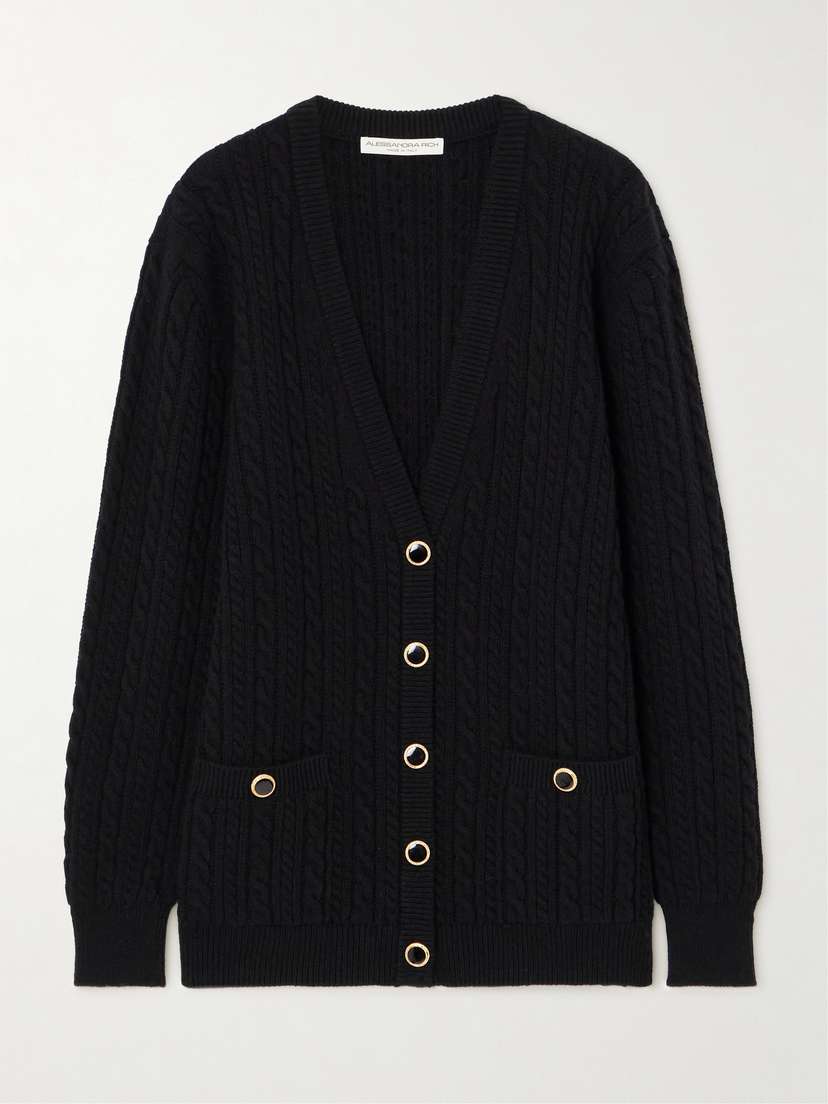 Alessandra Rich Cable-knit Wool Cardigan