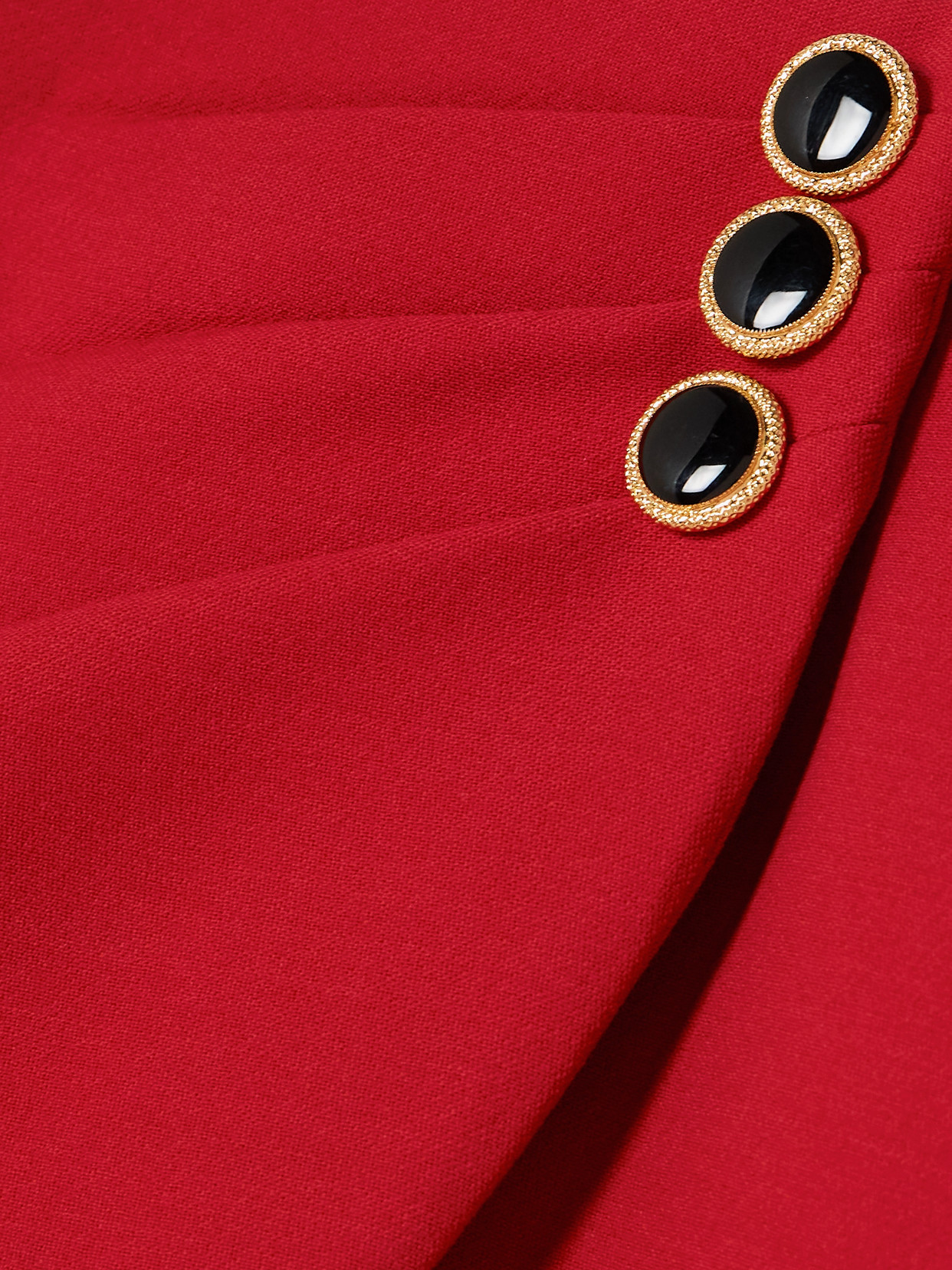 Alessandra Rich Wool Draped Mini Skirt With Jewel Buttons In Red