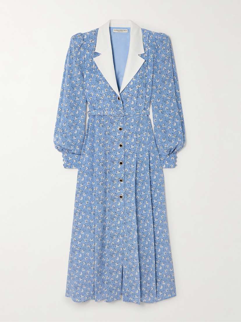 Alessandra Rich Belted Printed Silk Midi Dress