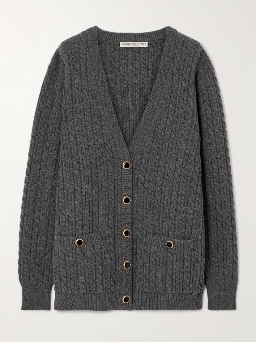 Alessandra Rich Cable-knit Wool Cardigan