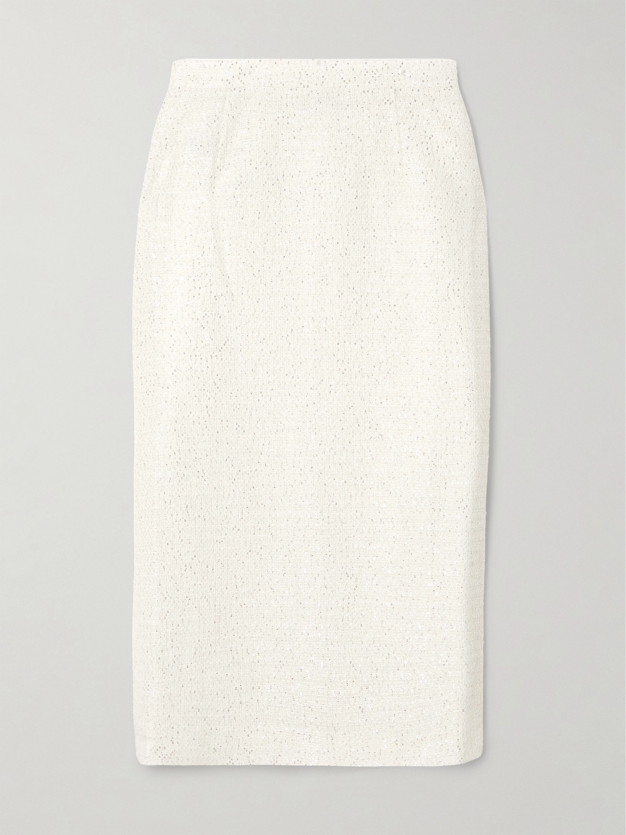 Alessandra Rich Sequin-embellished Tweed Midi Skirt In White