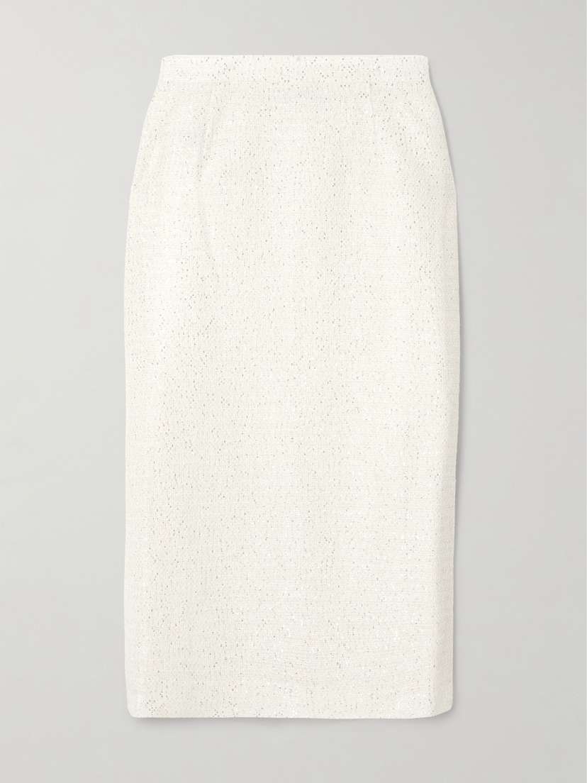 Alessandra Rich Sequin-embellished Tweed Midi Skirt