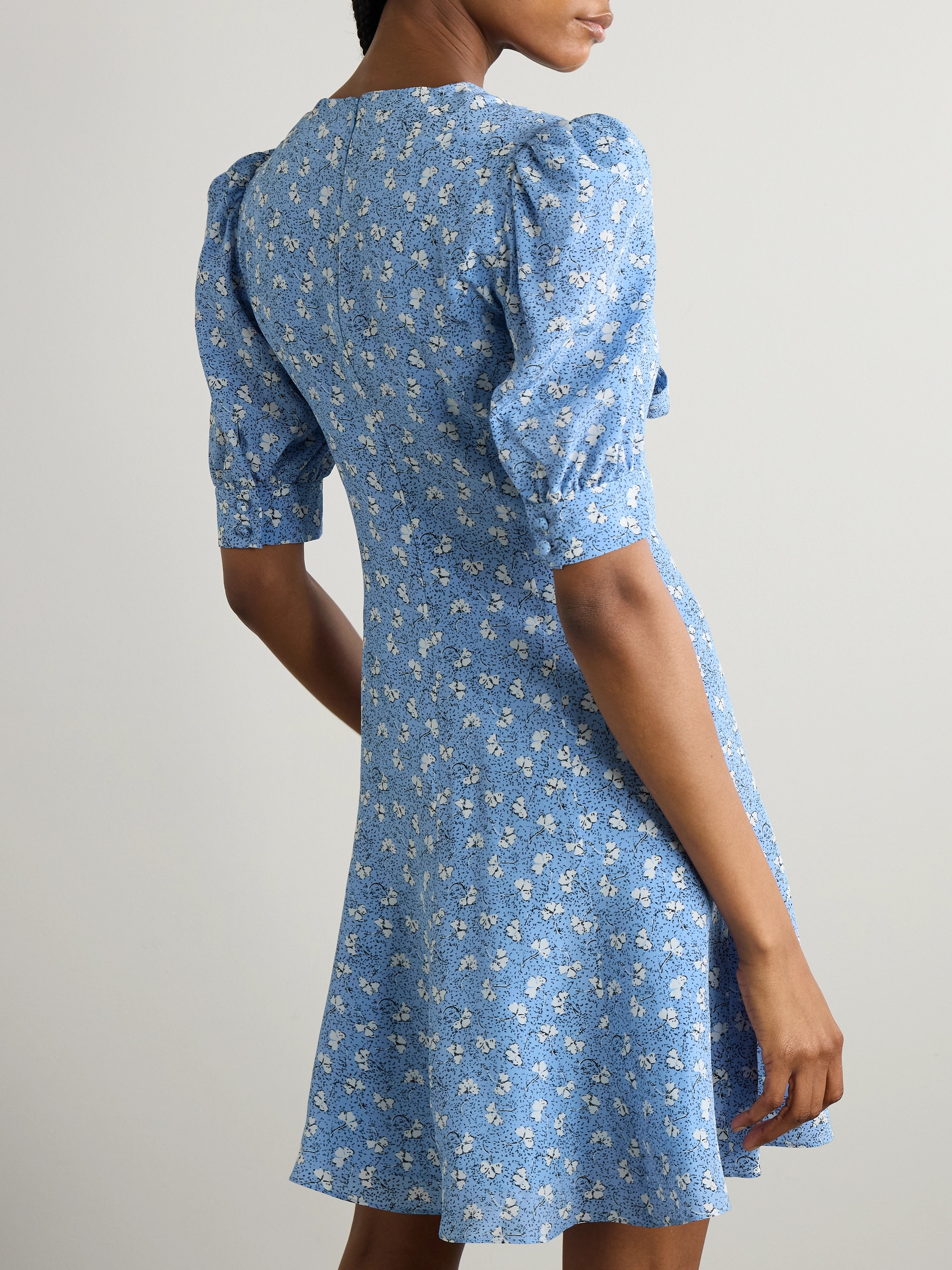 Alessandra Rich Bow-detailed floral-print silk-crepe mini dress thumbnail