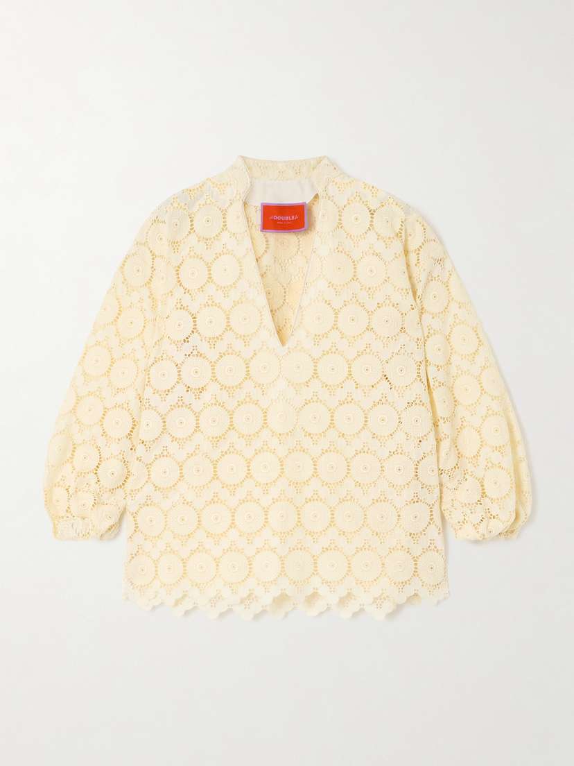 La DoubleJ Jackie Cotton-blend Macramé Shirt