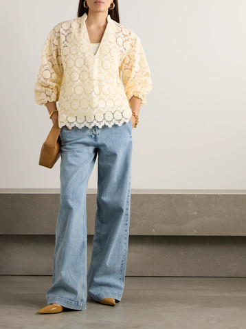 La DoubleJ Jackie cotton-blend macramé shirt