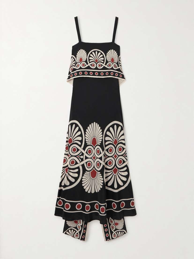 La DoubleJ Slip-around Printed Silk-crepe De Chine Maxi Dress