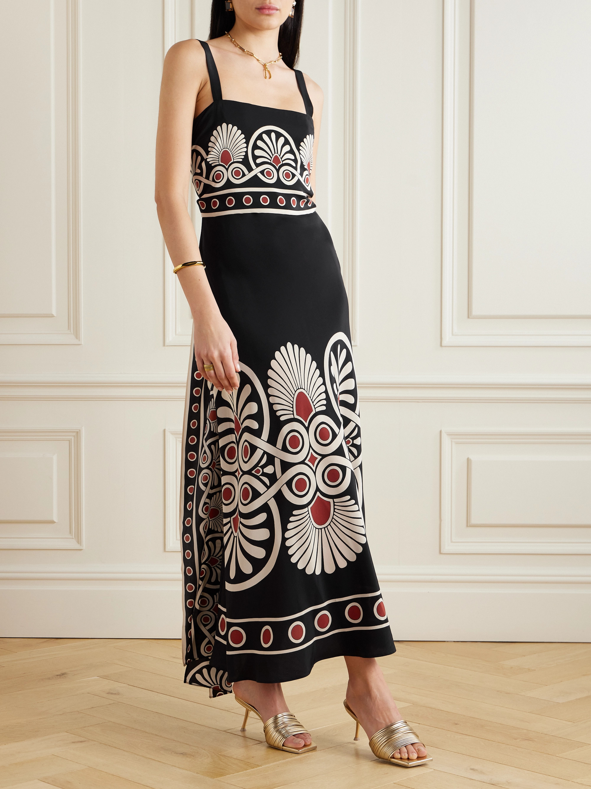 La DoubleJ Slip-Around printed silk-crepe de chine maxi dress