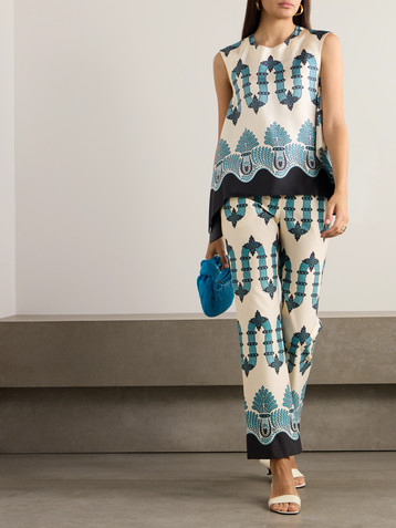 La DoubleJ San Carlo printed silk-twill blouse