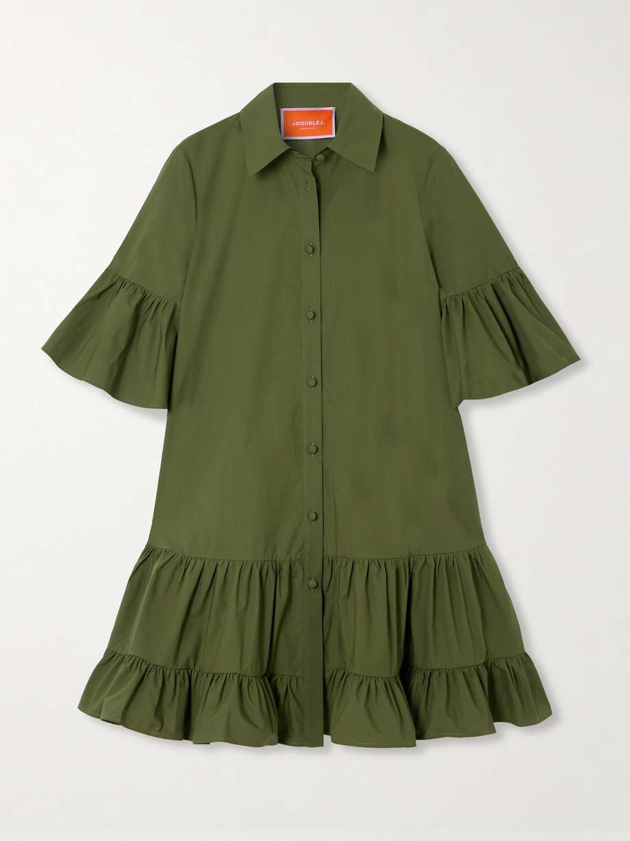 choux ruffled tiered cotton-poplin mini dress