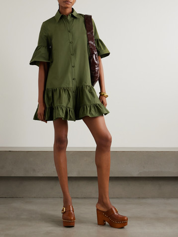 La DoubleJ Choux ruffled tiered cotton-poplin mini dress