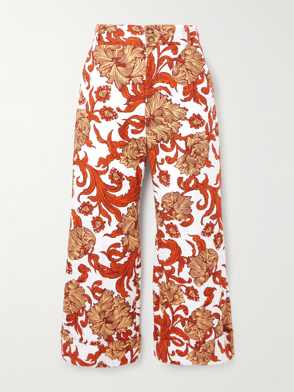 La DoubleJ - Hendrix Printed Cotton-blend Flared Pants - Orange