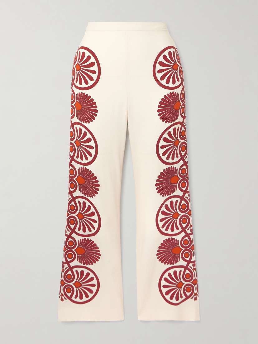 La DoubleJ Printed Crepe Flared Pants