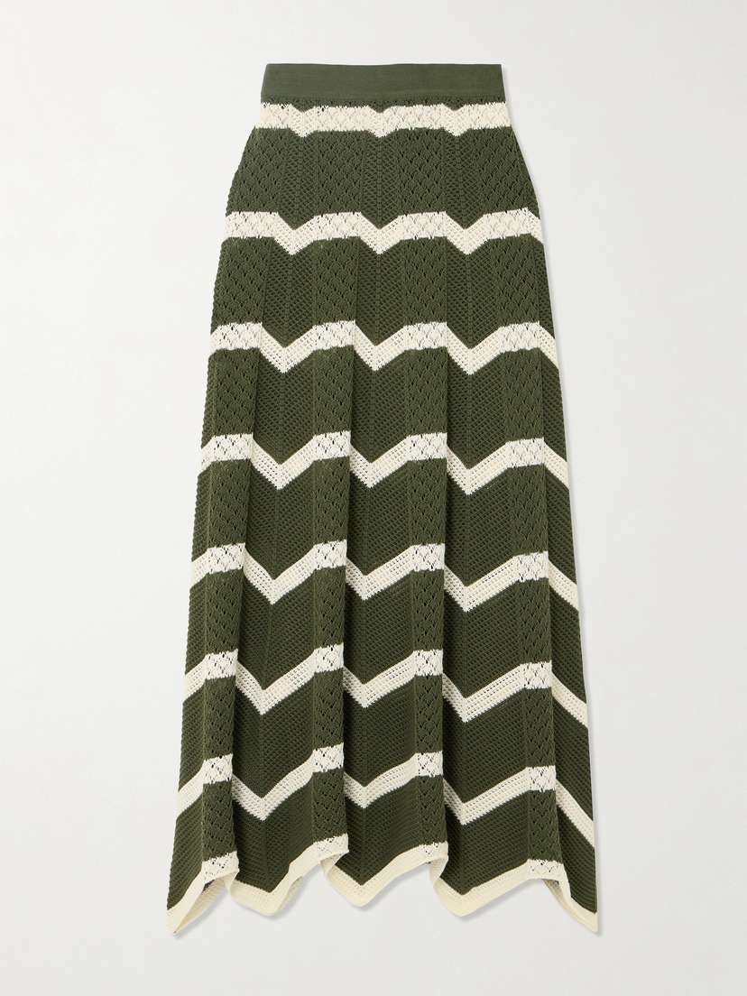 La DoubleJ Striped Pointelle-knit Cotton Skirt - xx large
