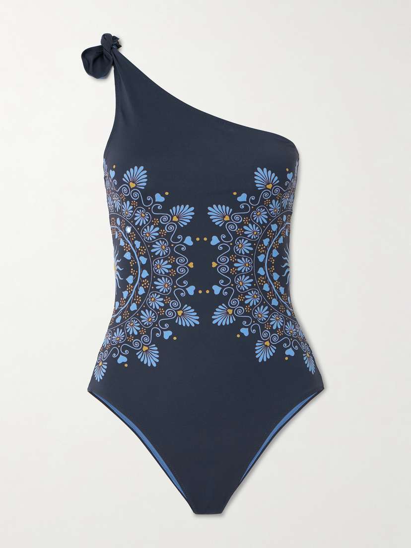 La DoubleJ Goddess One-shoulder Printed Swimsuit