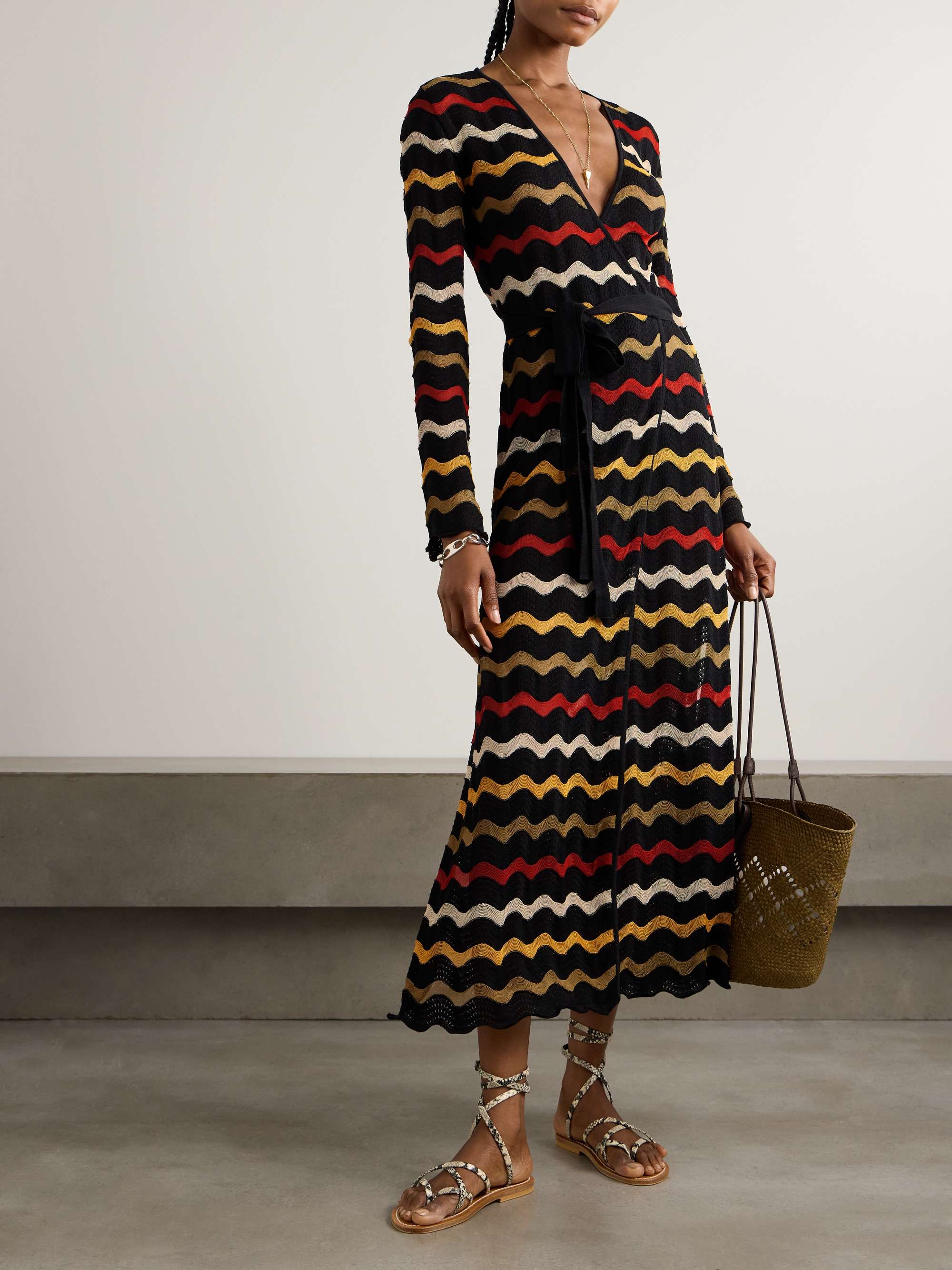 JACQUEMUS】 リネン混ストライプMaxi Dressワンピース