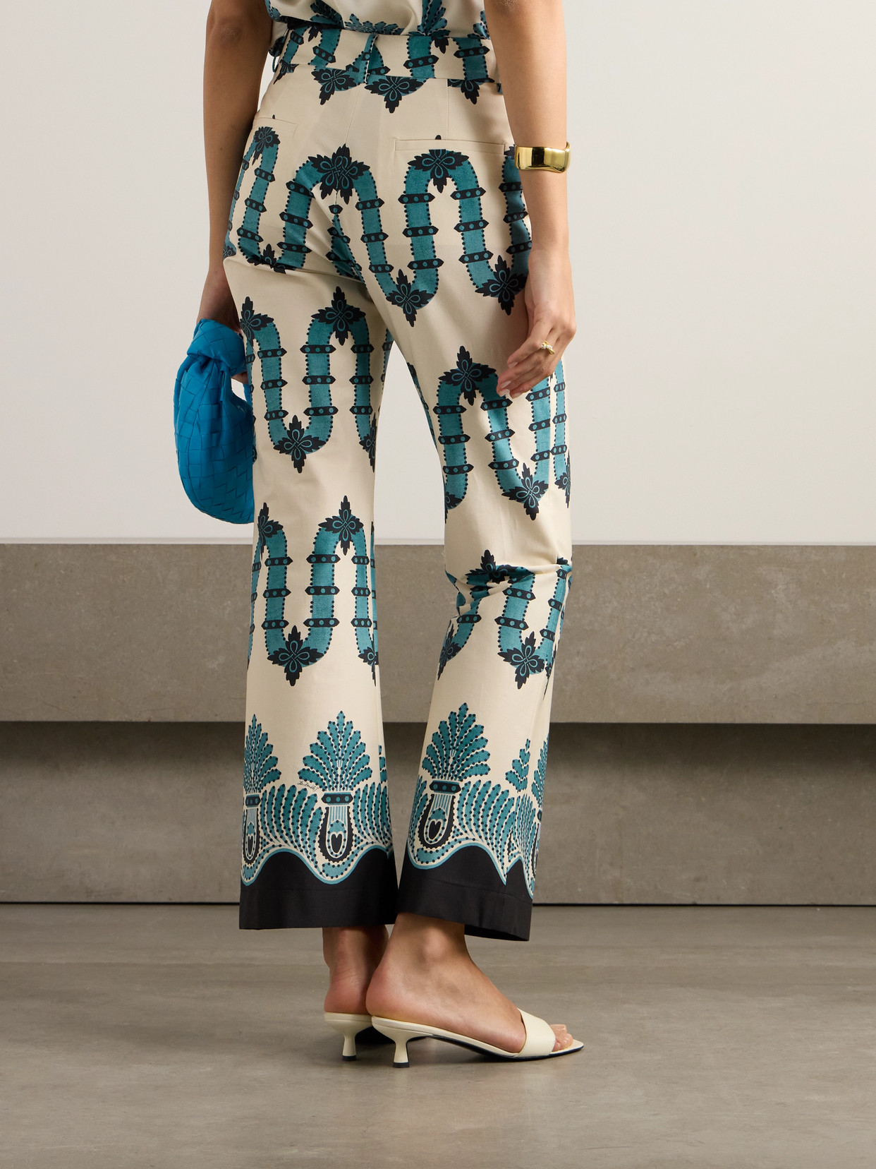 La Doublej 24/7 Printed Cotton-blend Twill Slim-leg Pants In Blue