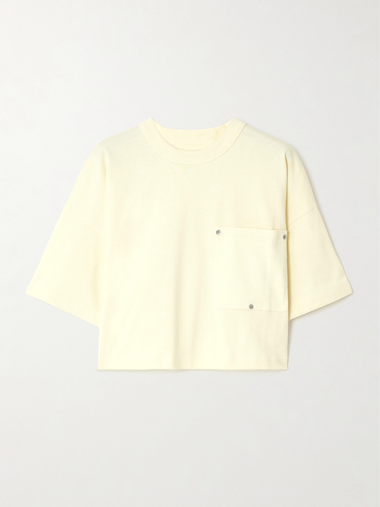 Shop Bottega Veneta Cropped Cotton-jersey T-shirt In Ivory