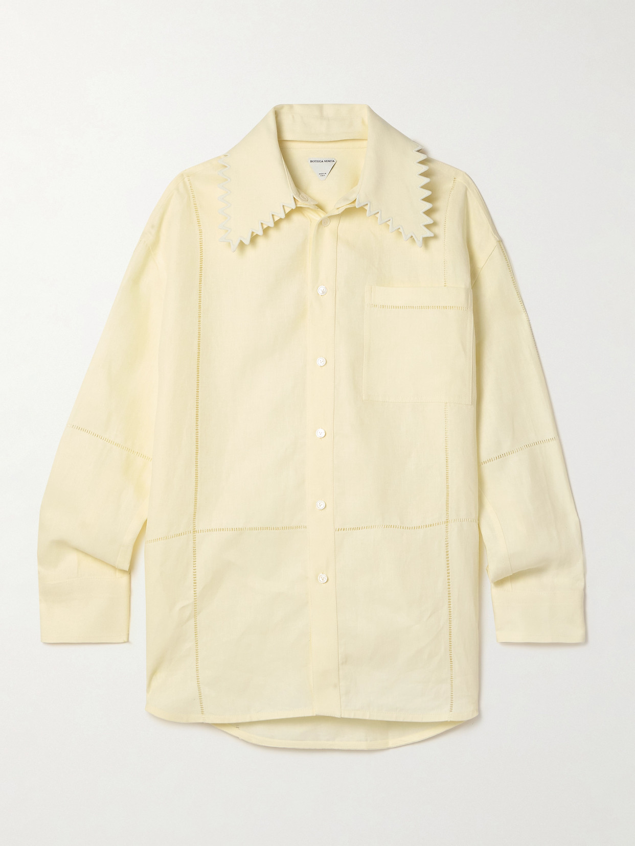 Bottega Veneta Embroidered Linen Shirt In Cream